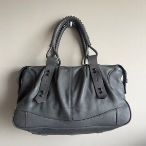Allibelle Grey Leather Satchel / Handbag with Braided Handles